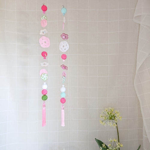 ひな祭り*水引の吊るし飾り・1本〈水色＋ピンク〉*梅*019* ガーランド