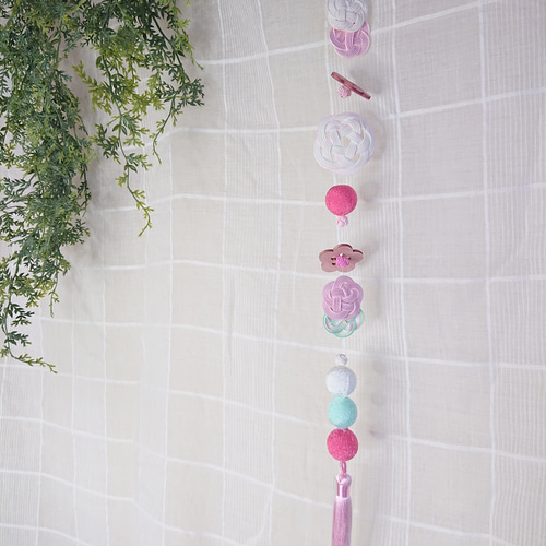 ひな祭り*水引の吊るし飾り・1本〈水色＋ピンク〉*梅*019* ガーランド