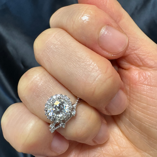 モアサナイト ヘイローリング デザイン指輪1ctダイヤモンドMoissanite 9号モアサナイト ヘイローリング デザイン指輪1ctダイヤモンド