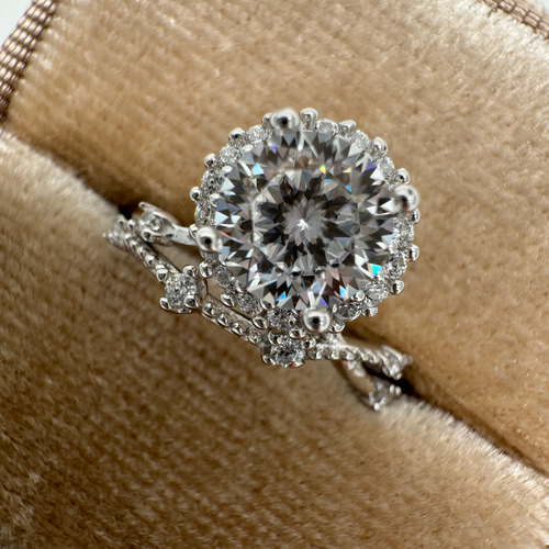 7号即納一点のみ】モアサナイトヘイローリング 約1カラット S925＋