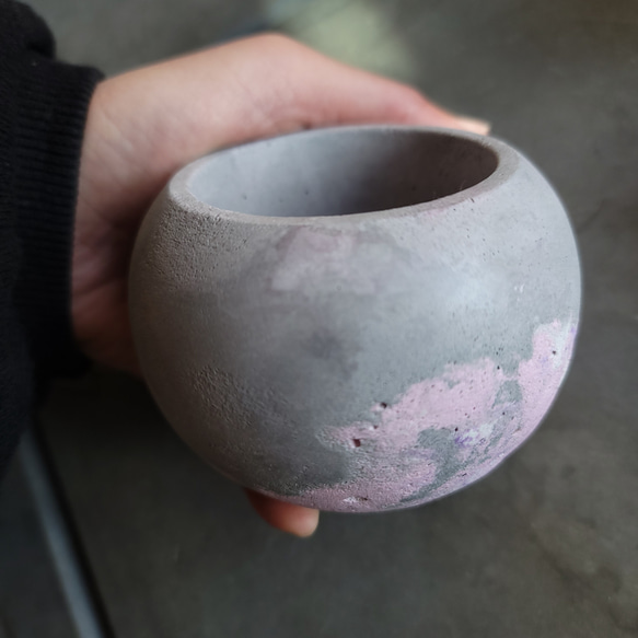 マルpot　セメント鉢　ミニサイズ　グレー×パープル//cement pot　植木鉢 6枚目の画像