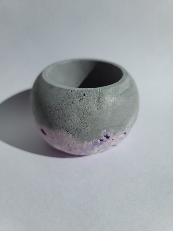 マルpot　セメント鉢　ミニサイズ　グレー×パープル//cement pot　植木鉢 3枚目の画像