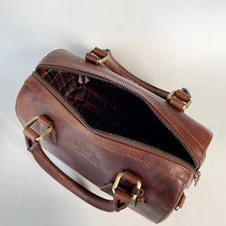 【數量有限】英倫設計牛皮手提包手袋迷你波士頓皇家棕色 第6張的照片