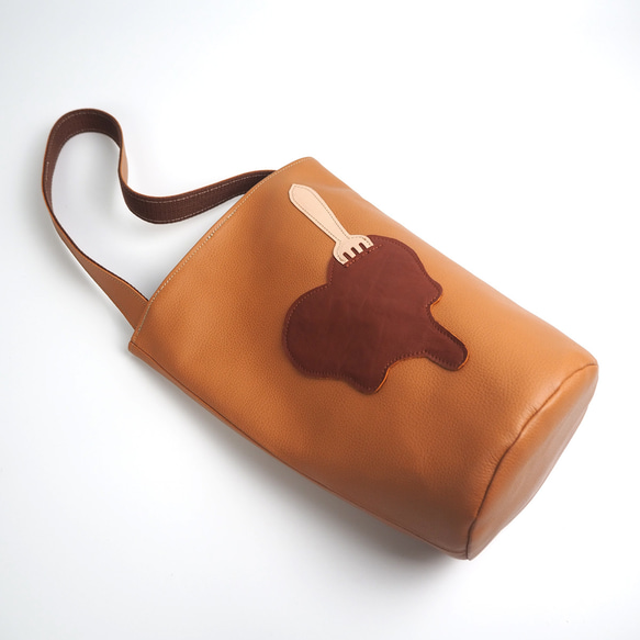 水桶型手提包（心型巧克力）牛皮2WAY單肩 第3張的照片