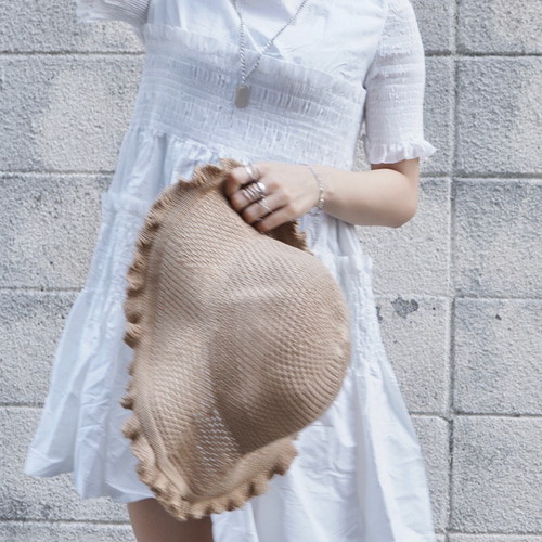 White Cotton Shirring Flare Onepiece ミニ丈ワンピース ホワイト 白