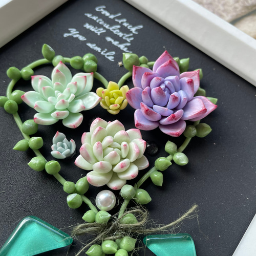 happy succulent♡多肉アート、チョークボード、壁掛け、グリーン