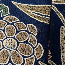 袷長羽織　シルクウール　ネイビー地にカラフルな抽象草花柄 11枚目の画像