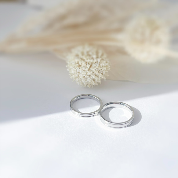 滋潤閃亮雙線戒指不鏽鋼配對結婚戒指結婚戒指刻有誕生石 第5張的照片