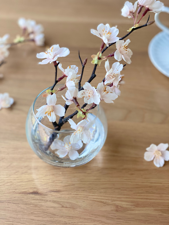 本物みたいな一枝の桜♪を水ジェルに生けた【お手入れ要らず】アートフラワー 3枚目の画像