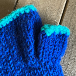 送料無料♪⑧エスニック ネパール ウール手編み 指なし手袋 ハンドウォーマー グローブ アニマルパッチ 動物柄 ライオン 6枚目の画像