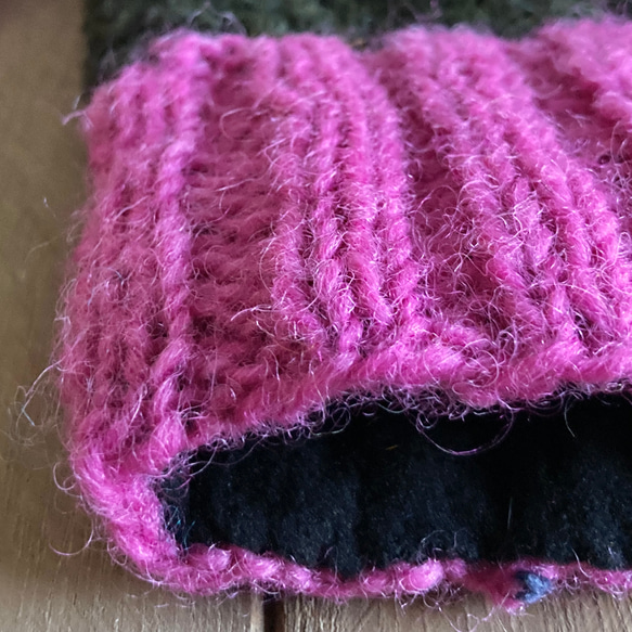 送料無料♪⑧エスニック ネパール ウール手編み 指なし手袋 ハンドウォーマー グローブ アニマルパッチ 動物柄 フクロウ 7枚目の画像