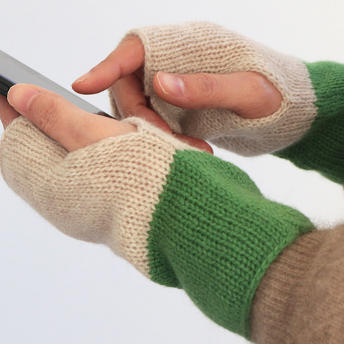 完成品】手元あったか ピュアカシミヤのハンドウォーマー 手袋・ミトン