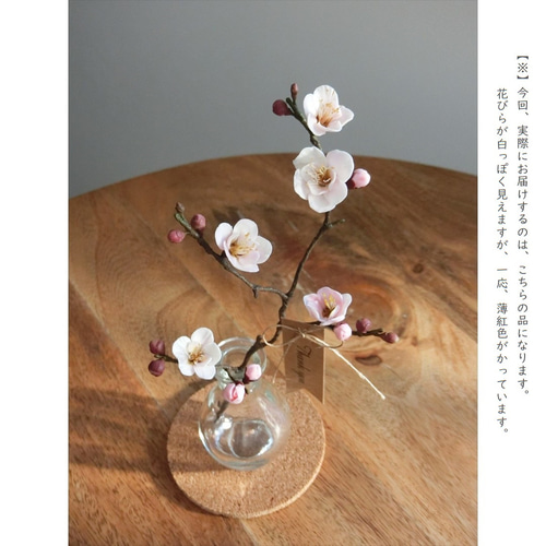 ✿【 粘土置物 】「傍らに置く小さな春」梅の花枝(薄紅色) No ✿【 粘土置物 】「傍らに置く小さな春」梅の花枝(薄紅色) No