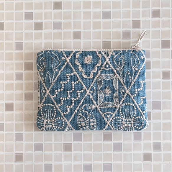 mina perhonen symphony ミニ ポーチ ミナペルホネン の刺繍生地　 8枚目の画像