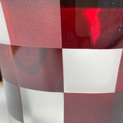 紅梅と市松模様のロックグラス　無色×赤（1個） 6枚目の画像