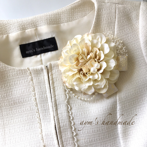 クリームホワイト コサージュ 結婚式 卒業式 入学式 卒園式 入園式