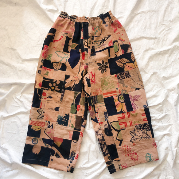 柿渋染め幟旗のワイドパンツ パンツ 