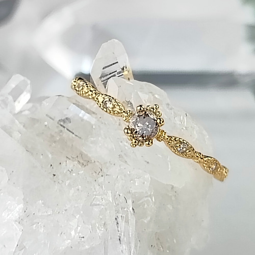 18金　ブラウンダイヤリング 楽天市場】ライトブラウン ダイヤモンド リング 0.5ct K18 18金