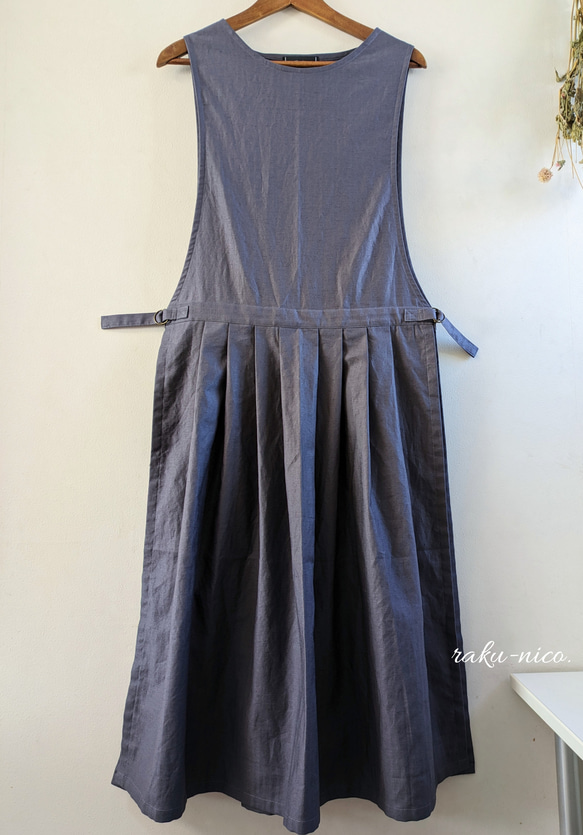 ハンドメイド☆リネンバルーンスリーブローウエストギャザーワンピース  