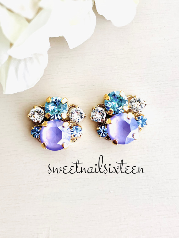 新作大粒スワロフスキークリスタルカラフルピアス/イヤリング