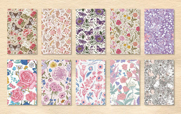 花柄　デザインペーパーセット　60枚　pink dream　[AX671] 2枚目の画像