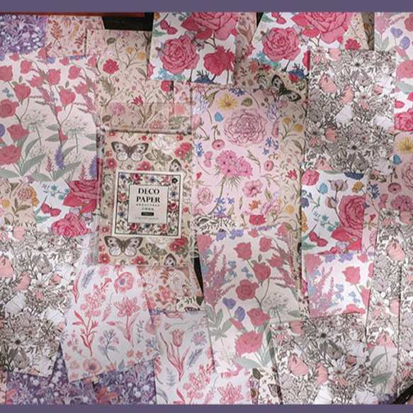 花柄　デザインペーパーセット　60枚　pink dream　[AX671] 1枚目の画像