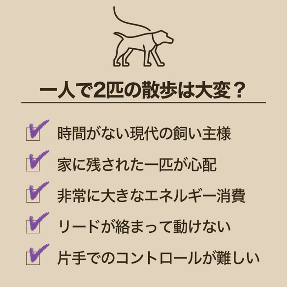 【NEW！】絡まない2頭引きリード 柔らかい素材 超軽量 2枚目の画像