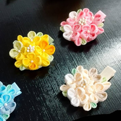 ☆つまみ細工の菜の花ヘアクリップ☆初節句　ひな祭り　初節句　お食い初　七五三など　カラー5色展開　ベビーから大人の方にも 7枚目の画像