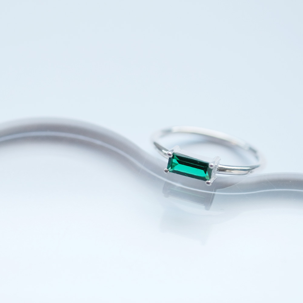 ミニ エメラルド スクエア リング シルバー925