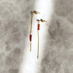【天然石レッドメノウ】揺れるチェーンピアス・イヤリング《アレルギー対応》 7枚目の画像