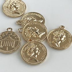 イギリス硬貨 1ペニー モチーフ チャーム 14Kメッキ（2コ） 2枚目の画像