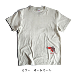 送料無料☆　型染め　アカショウビンのTシャツ 2枚目の画像