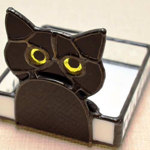 ステンドグラス・猫小物入れ 684 フリーボックス・小物入れ あと