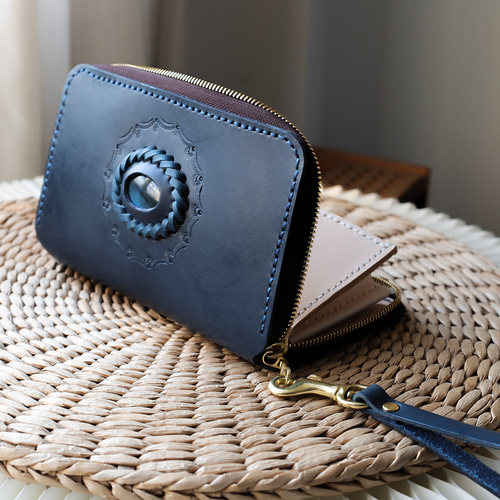 手染め・手縫いの長財布【Round Zipper Wallet】 手染め・手縫いの長財布【Round Zipper Wallet】 （オーダー