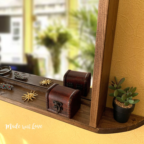 壁掛け【木製ウォールミラー】アンティーク風/0129 ドレッサー