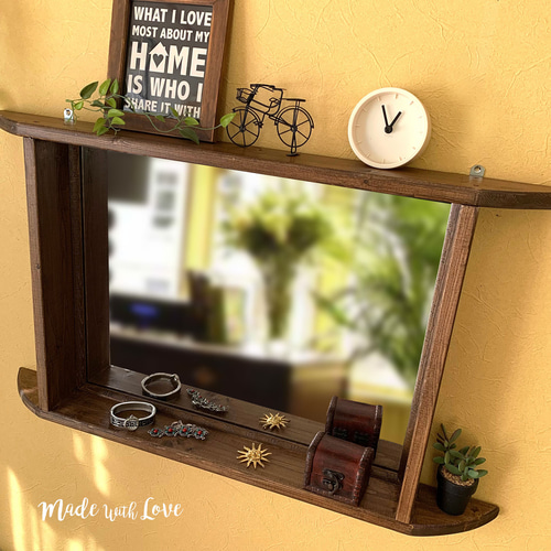 壁掛け【木製ウォールミラー】アンティーク風/0129 ドレッサー