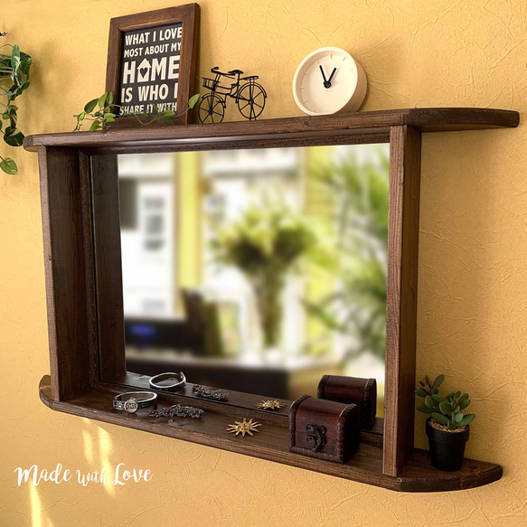 壁掛け【木製ウォールミラー】アンティーク風/0129 ドレッサー