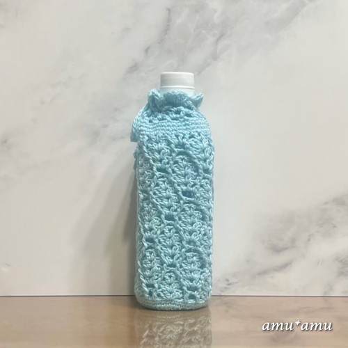 500ml しずく模様のペットボトルカバー（ブルー） その他ケース amu