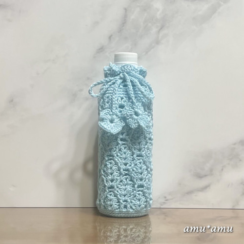 500ml しずく模様のペットボトルカバー（ブルー） その他ケース amu