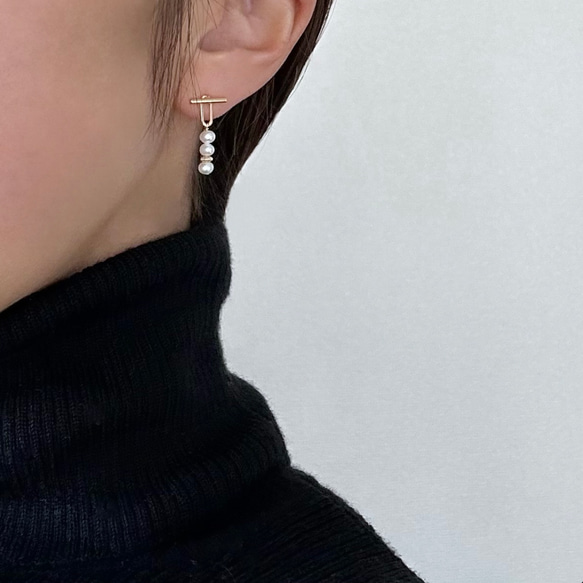 Pearl+Stick pierce /ピアス・イヤリング 春色新作2024 5枚目の画像