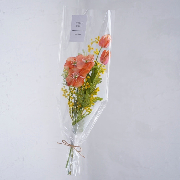 母の日にも◎◆枯れない飾れる花束◆インテリアフラワー（ポピー・ミモザ・チューリップ） 5枚目の画像
