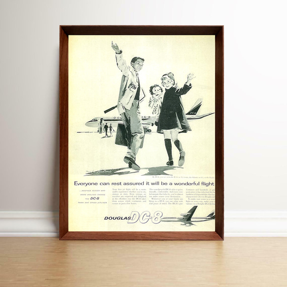 ダグラス DC8 1960年代 アメリカ ヴィンテージ 雑誌 広告 額付
