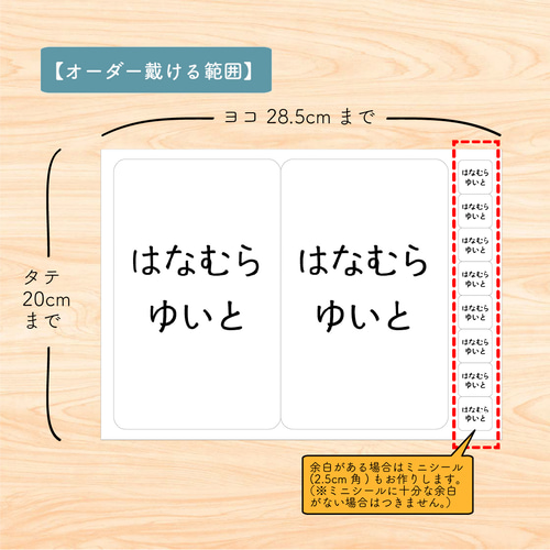 サイズオーダー】アイロンお名前シール ○文字のみ （イラスト