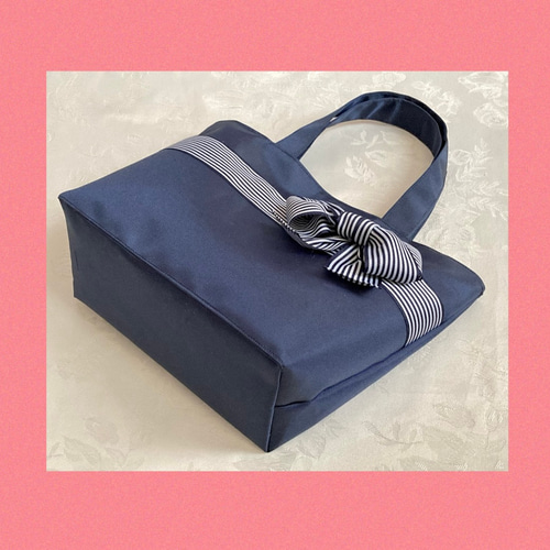 完売！yori マリンドットバックリボンジレ　ネイビー NaRaYa（ナラヤ） 【 タイ ナラヤ NaRaYa リボンバッグ 舟型 S】トート