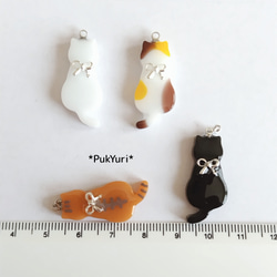 リボン猫の2ホールピアス/ノンホールピアス/イヤーカフ/樹脂ピアス/軟骨ピアス/2連ピアス 11枚目の画像