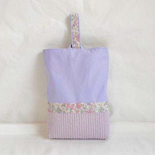 即納【3点ｾｯﾄ】リバティ×イブルキルト パープル レッスンバッグ 上靴