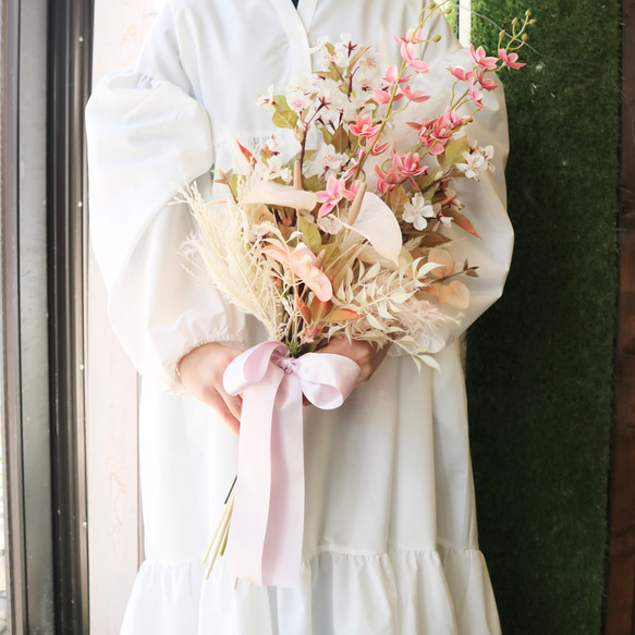 人気カラーのブーケ ブートニア付き 桜 蘭 結婚式 パーティー
