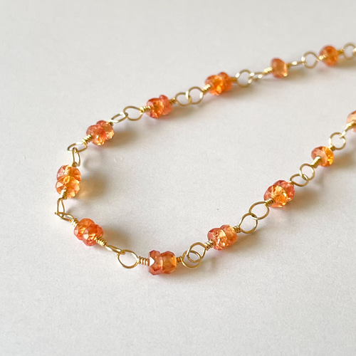 オレンジサファイア ブレスレット 14kgf]オレンジサファイアブレスレット ブレスレット misorairo 通販
