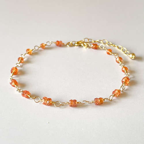 オレンジサファイア ブレスレット 14kgf]オレンジサファイアブレスレット ブレスレット misorairo 通販