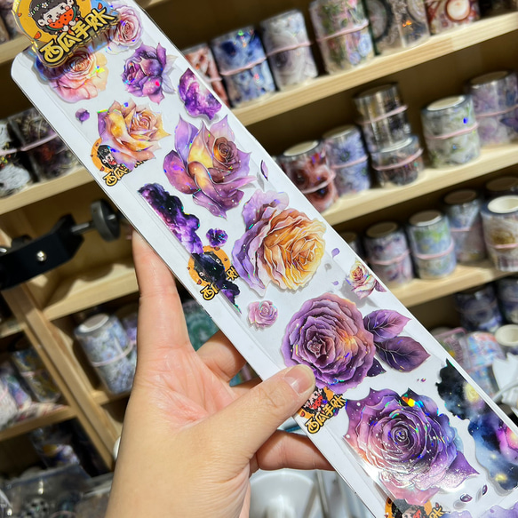 海外PETテープ 切り売り 花 赤と黒/スターローズ 海外マステ  